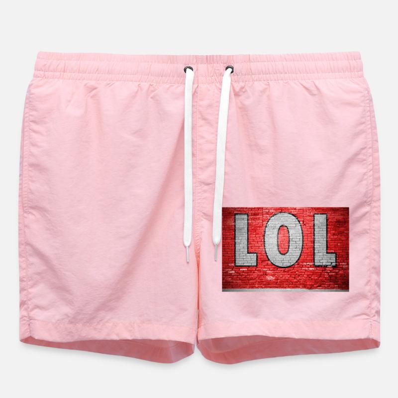 Lol Brick Wall Graffiti - Swim Trunks - pink