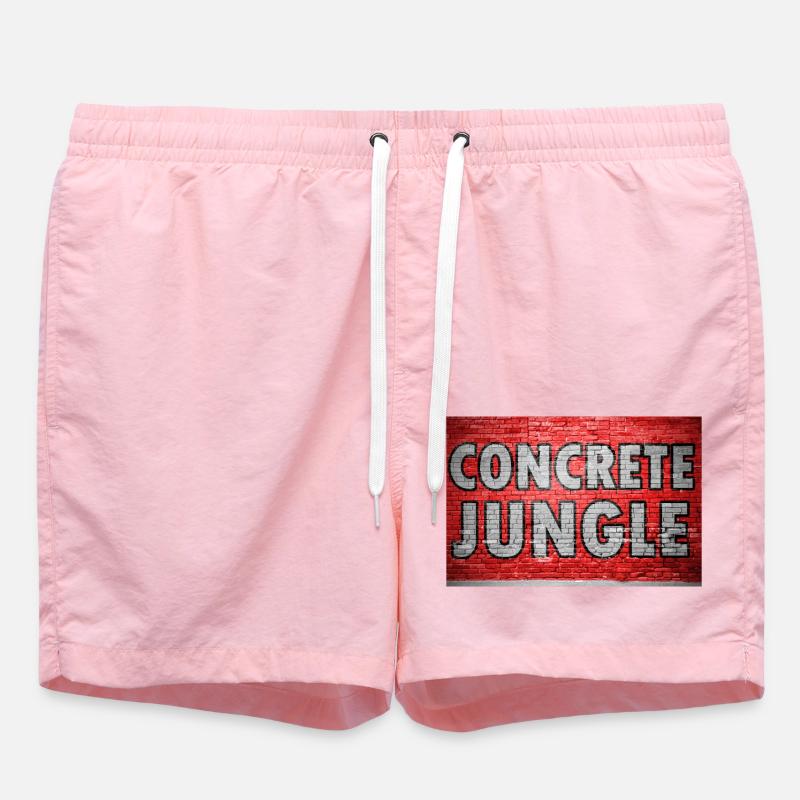 Concrete Jungle Brick Wall Graffiti - Swim Trunks - pink