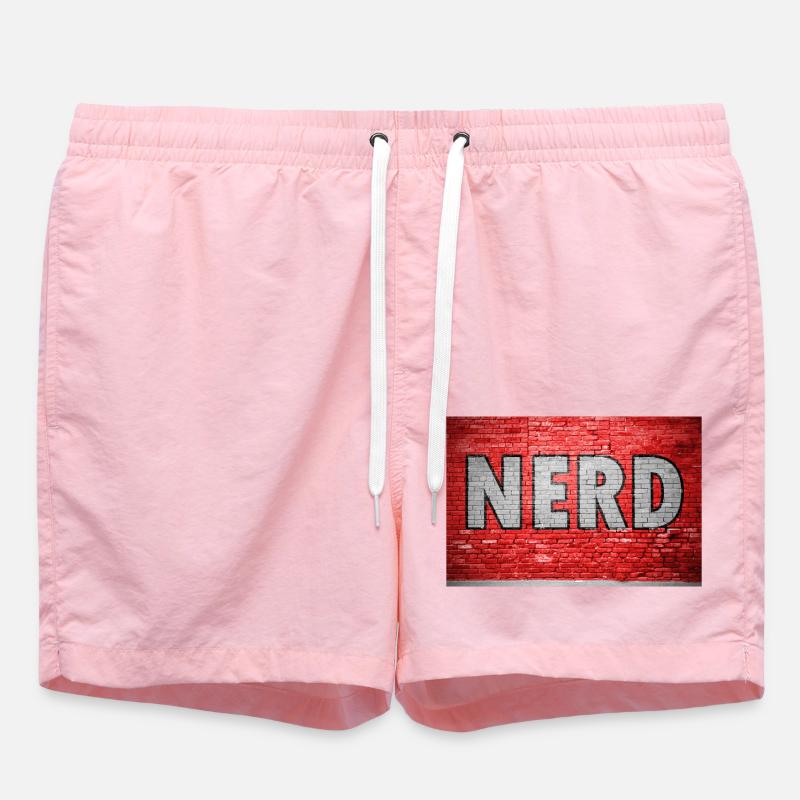 Nerd Graffiti on Brick Wall - Swim Trunks - pink