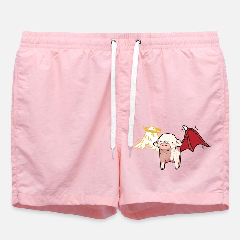 Celestial Satanic Pig Angel Devil - Swim Trunks - pink