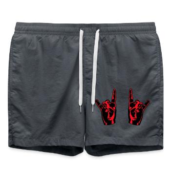 Zwei Heavy Metal Hard Rock Hörner Finger Handgeste - Badeshorts -  - Vorne