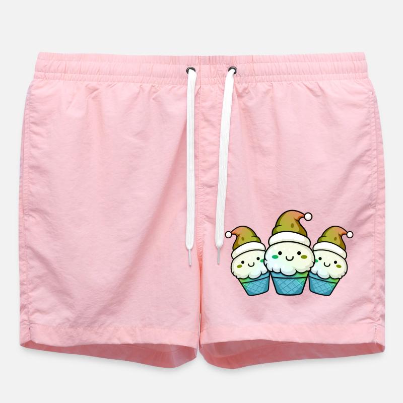 Cream Christmas Comic - Swim Trunks - pink