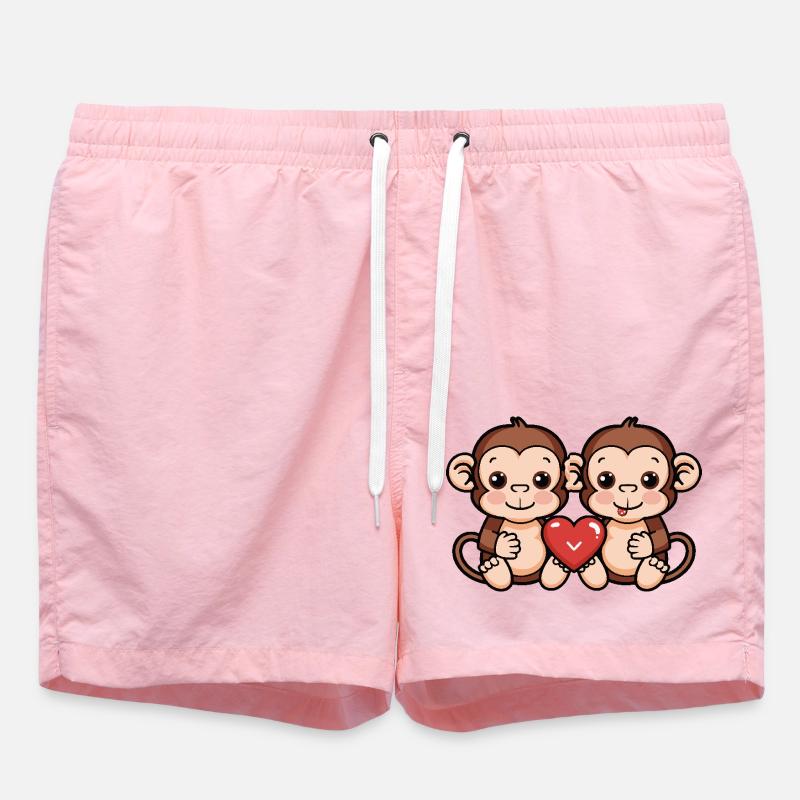 Couple de singes Saint-Valentin - Short de bain - rose