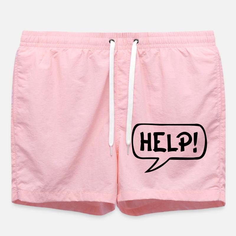 Comic Speech Bubble HELP - Swim Trunks - pink