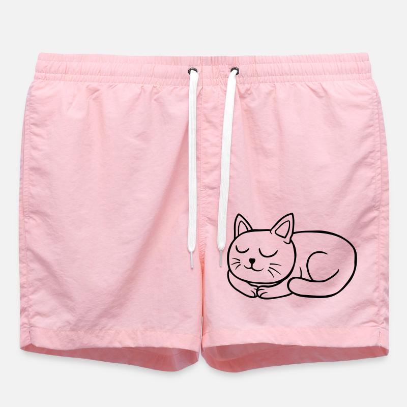 Comic dear cat sleeping - Swim Trunks - pink