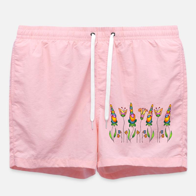 Flowers - Swim Trunks - pink