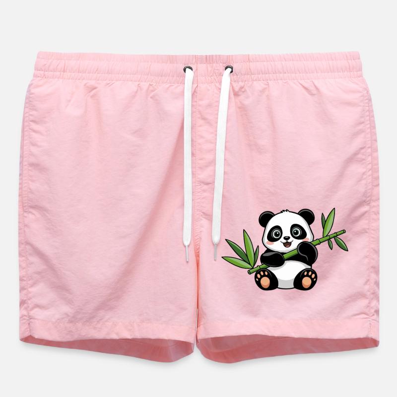 Panda heureux avec bambou - Short de bain - rose