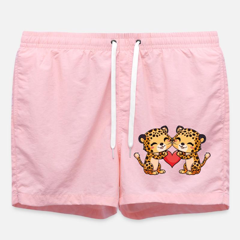 Couple léopard Saint-Valentin - Short de bain - rose