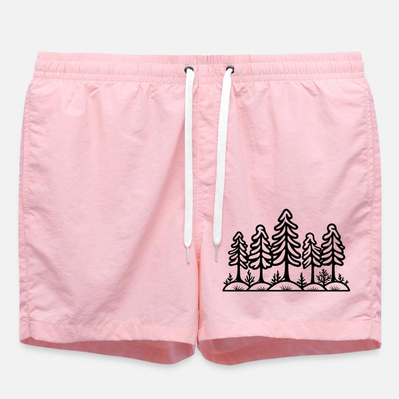 Forest Trees - Swim Trunks - pink