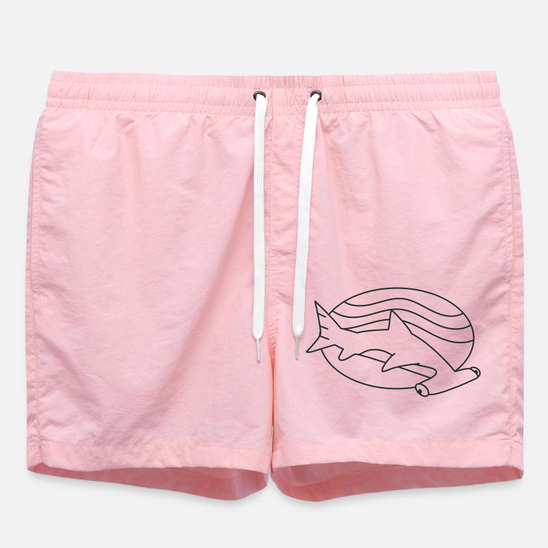 hammerhead in the ocean waves - Swim Trunks - pink