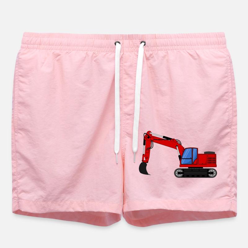Bagger Baggerfahrzeuge rot - Badeshorts - Pink