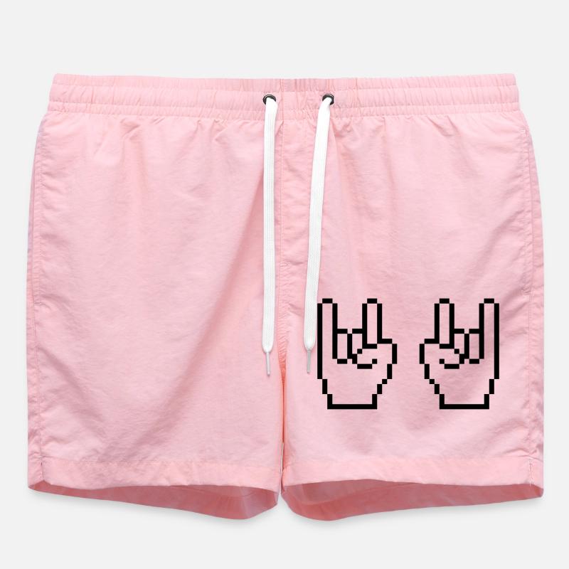 Rock Pixel Hands - Swim Trunks - pink