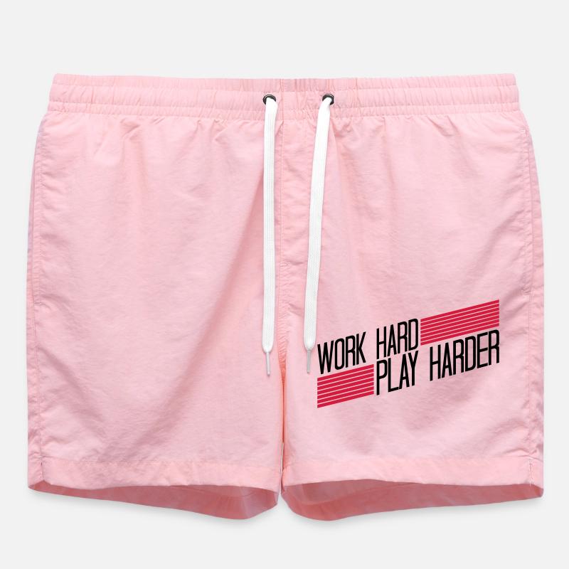 Play Harder Logo - Badeshorts - Pink