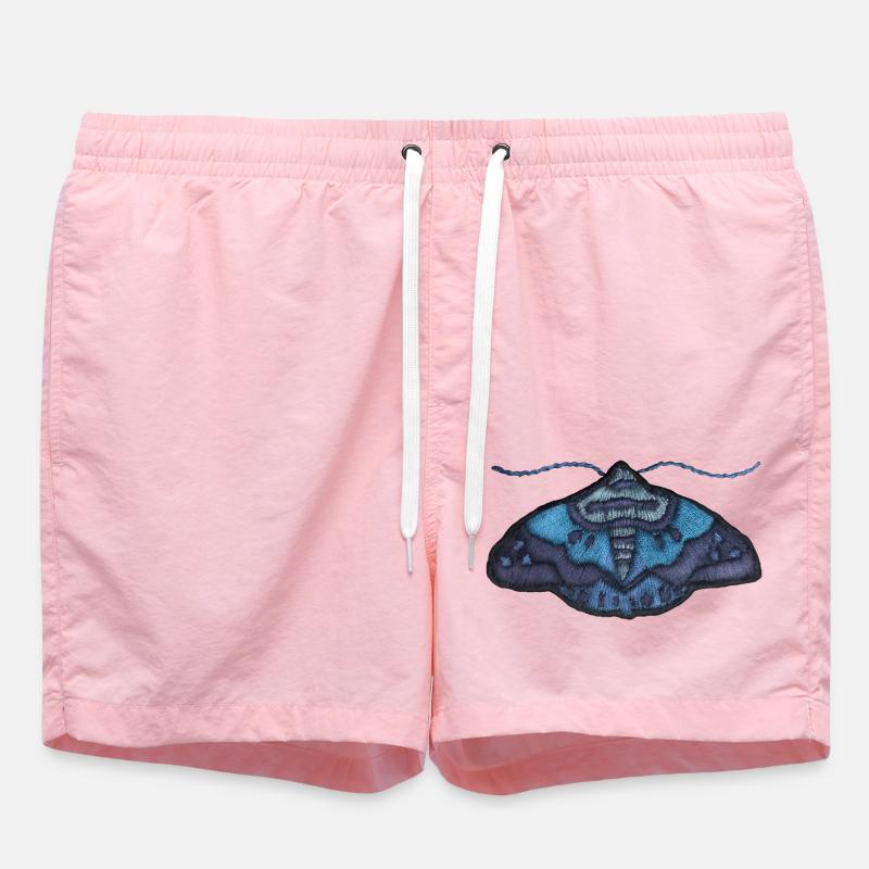 Blue moth – unique embroidered pattern - Swim Trunks - pink