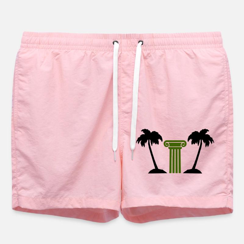 Palm Tree Column - Swim Trunks - pink
