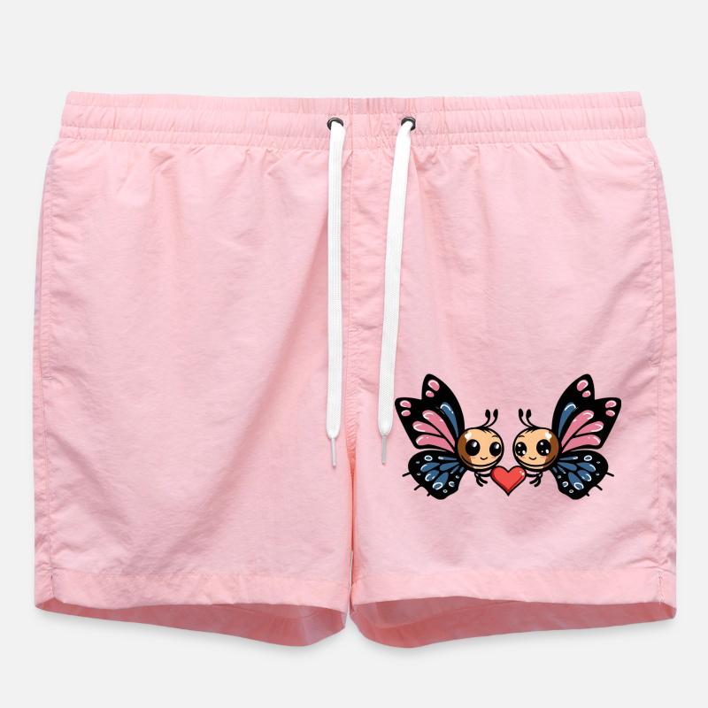 Couple Papillon Saint-Valentin - Short de bain - rose