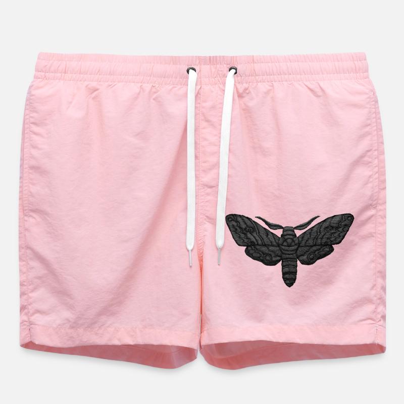 Black Moth – mystisches Stickmuster - Badeshorts - Pink