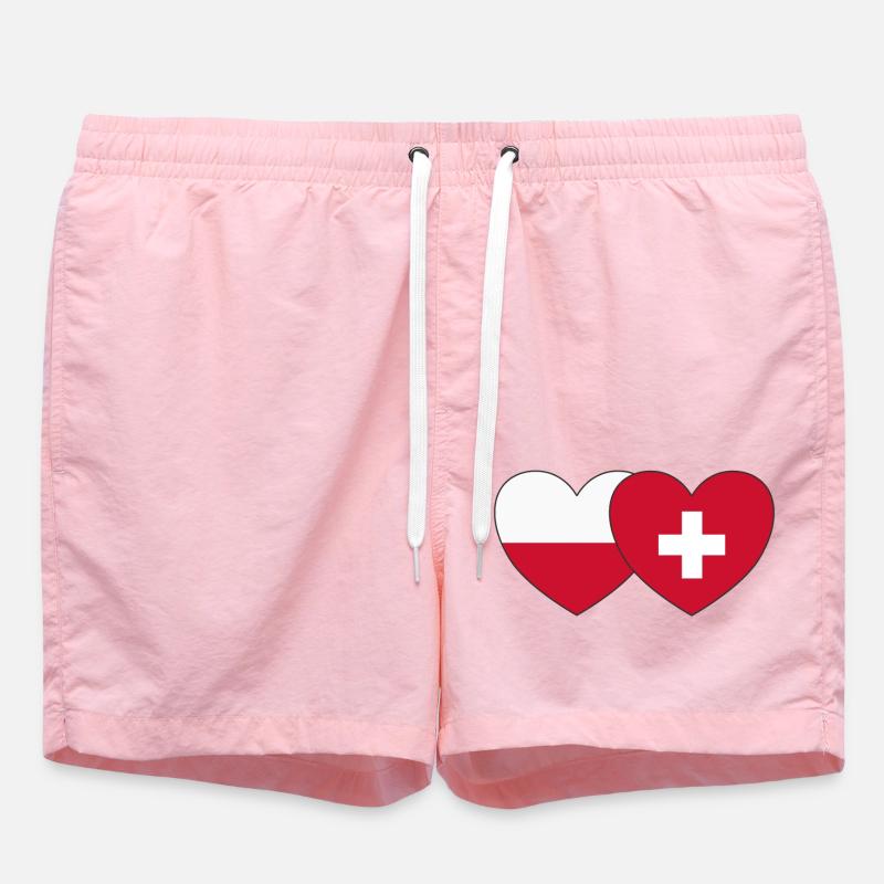 Pologne Suisse Drapeau Cœur - Short de bain - rose