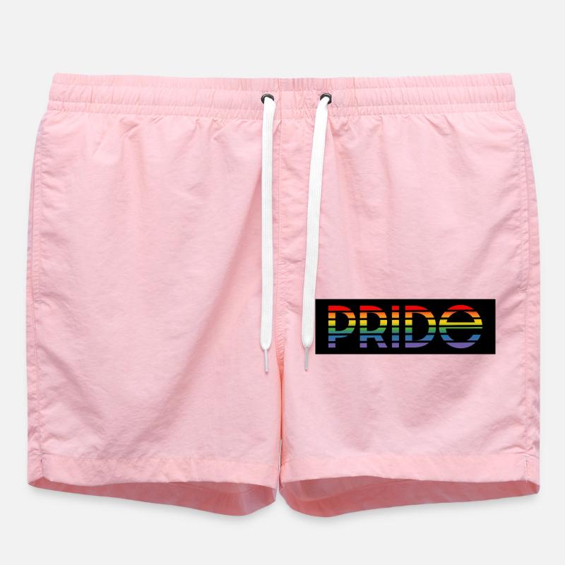 Pride rainbow black background - Swim Trunks - pink