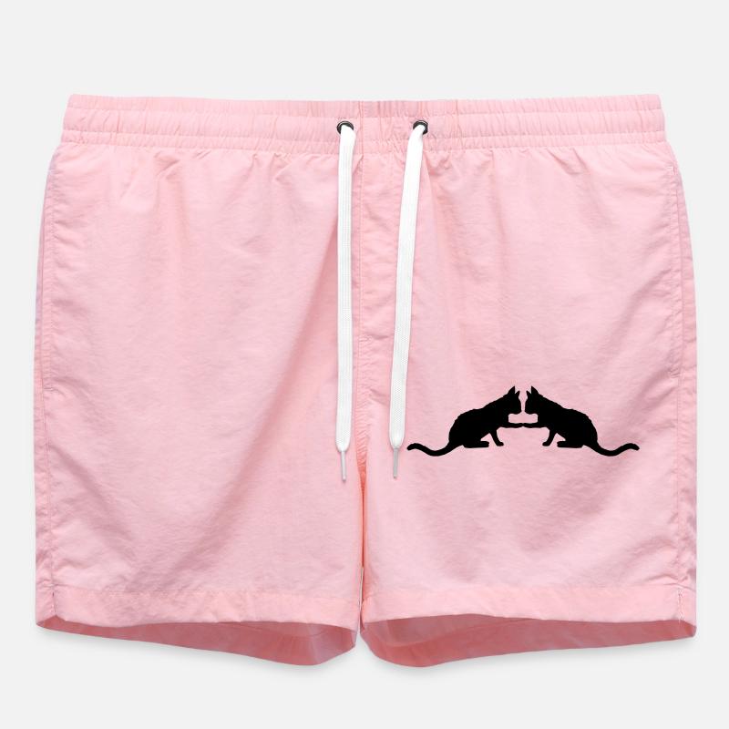 Silhouette 2 cute cats - Swim Trunks - pink