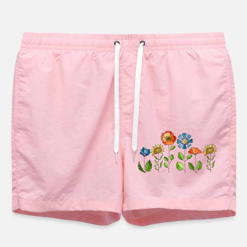 Blumen - Badeshorts - Pink