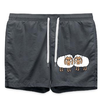 2 moutons fatigués ennuyés look équipe de moutons mignon - Short de bain -  - Devant