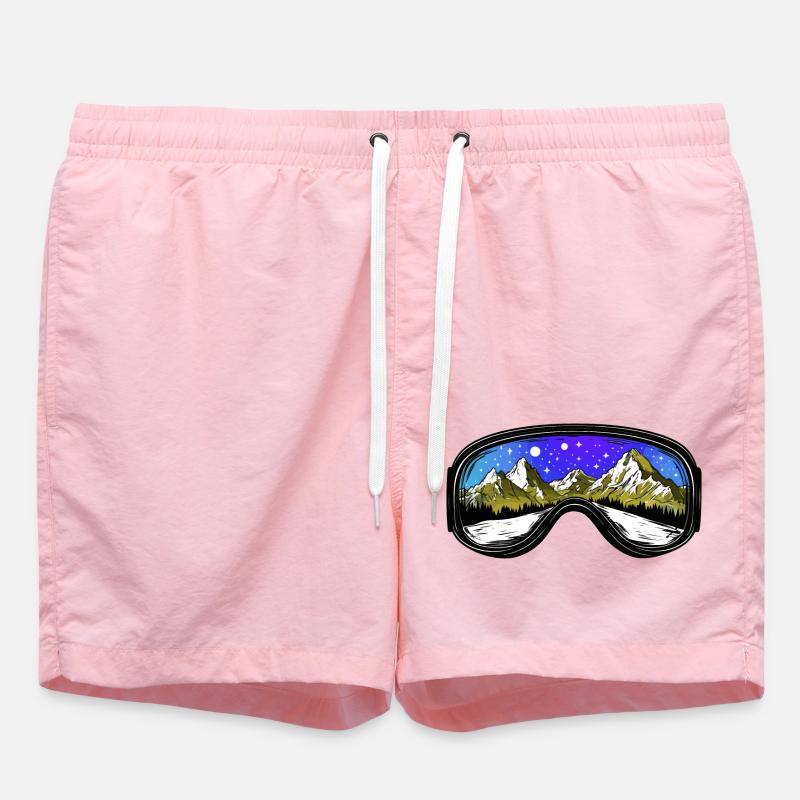 Ski Goggles Mountains Icon - Swim Trunks - pink