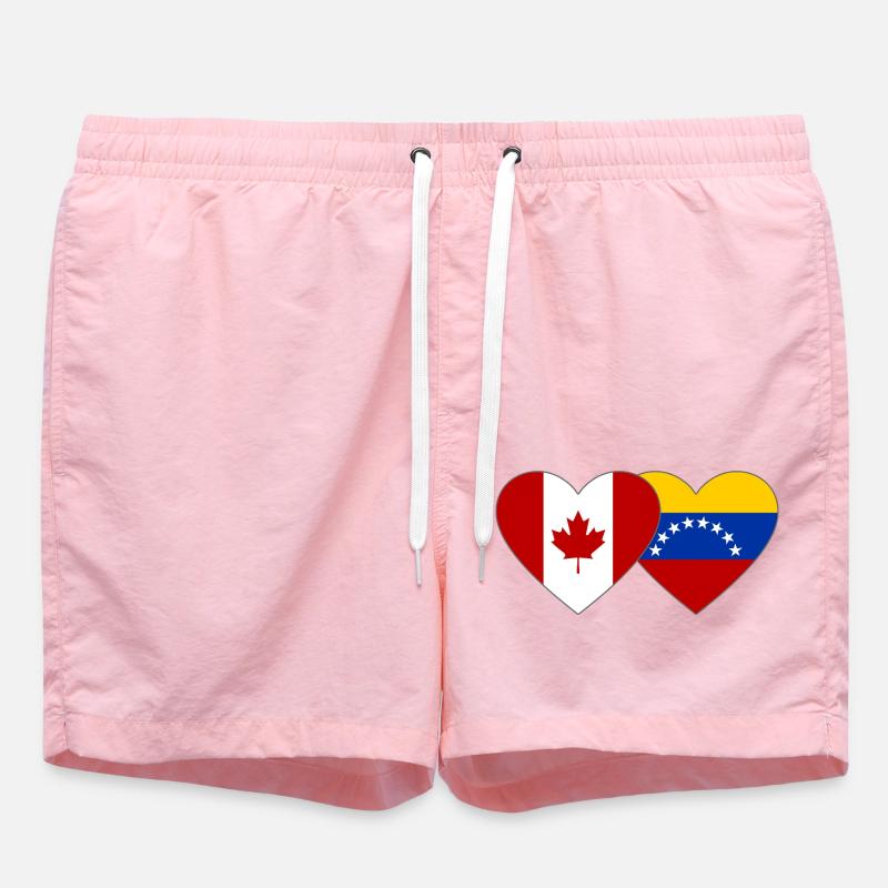 Drapeau Canada Venezuela Coeur - Short de bain - rose