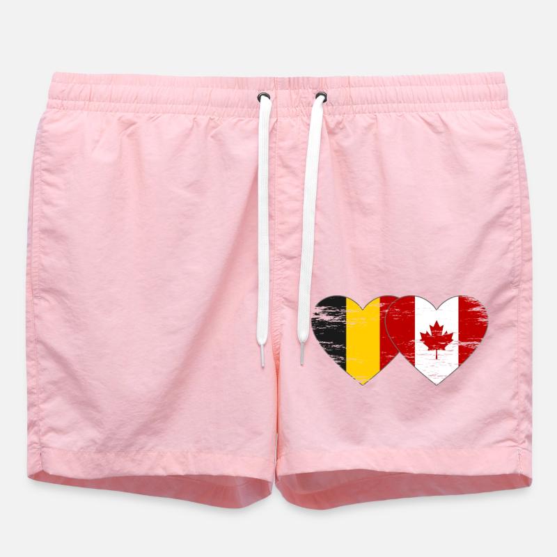 Belgium Canada Flag Heart used - Swim Trunks - pink