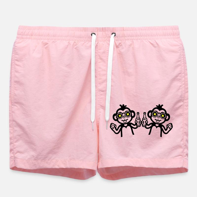 Monkeys Drinking Team Beer - Swim Trunks - pink