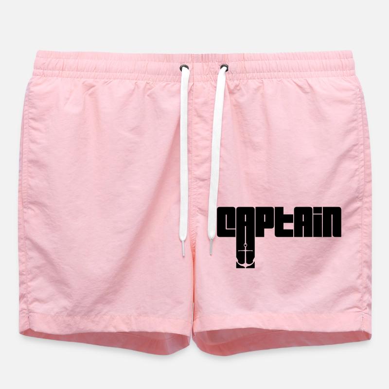Text Captain Logo - Swim Trunks - pink