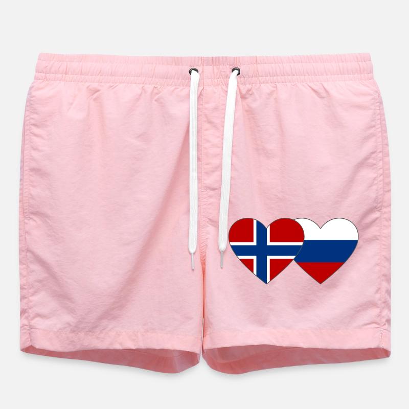 Norvège Russie Flag Coeur - Short de bain - rose