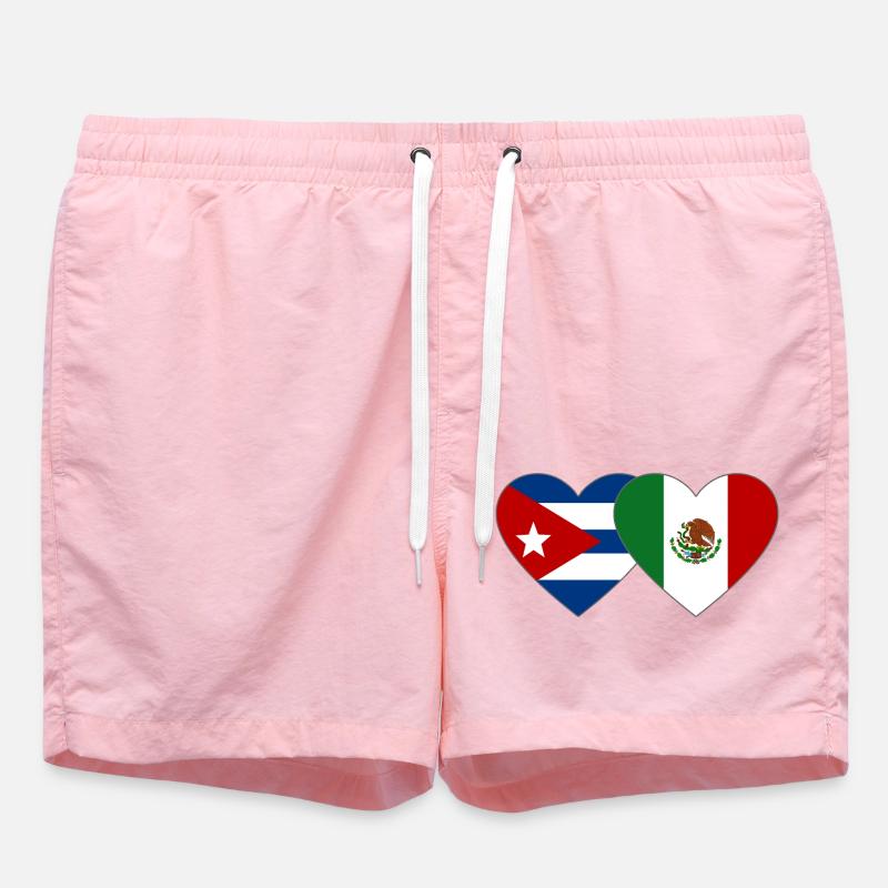 Cuba Mexique Flag Heart - Short de bain - rose
