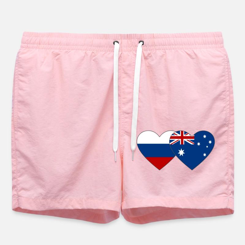 Russie Australie Flag Heart - Short de bain - rose