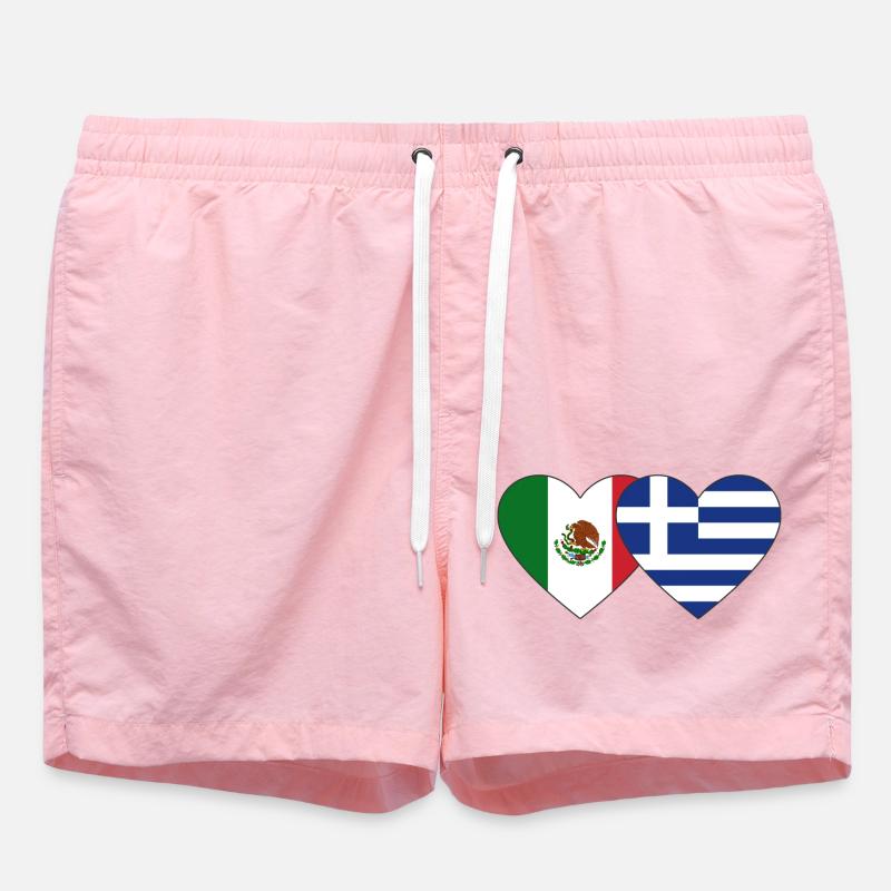Mexique Grèce Flag Coeur - Short de bain - rose