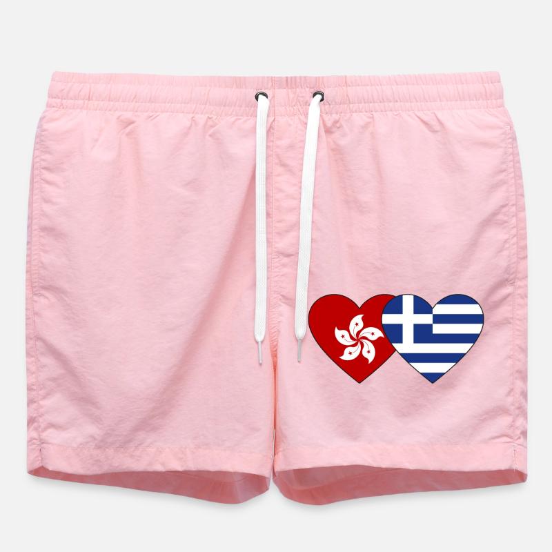 Hong Kong Grèce Drapeau Coeur - Short de bain - rose