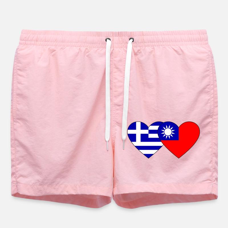 Grèce Taiwan Flag Heart - Short de bain - rose