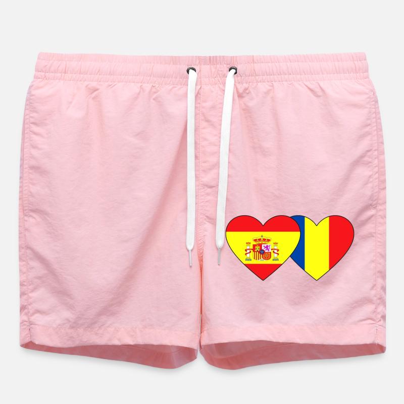 Espagne Roumanie Flag Heart - Short de bain - rose