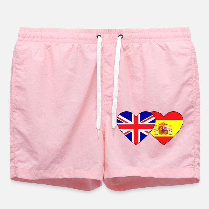 Angleterre Espagne Flag Heart - Short de bain - rose