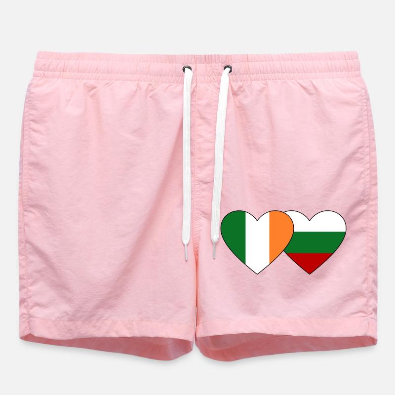 Irlande Bulgarie Flag Heart - Short de bain - rose
