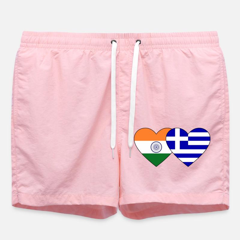 Inde Grèce Drapeau Coeur - Short de bain - rose