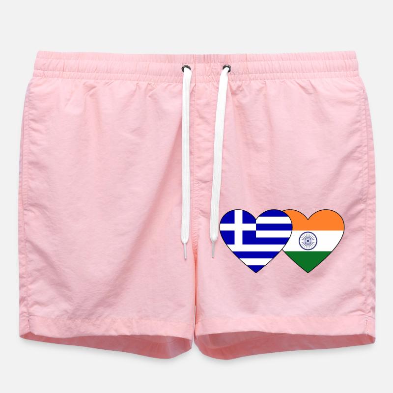 Grèce Inde Drapeau Coeur - Short de bain - rose
