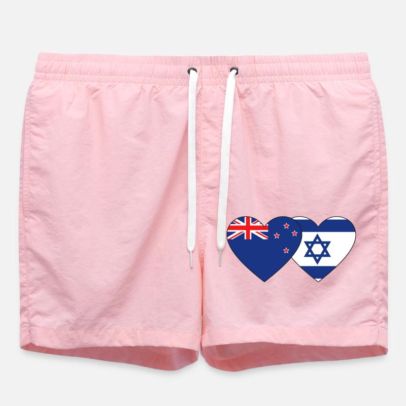 Nouvelle-Zélande Israël Drapeau Coeur - Short de bain - rose