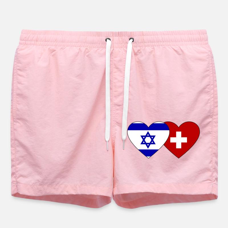 Israël Suisse Coeur Drapeau - Short de bain - rose