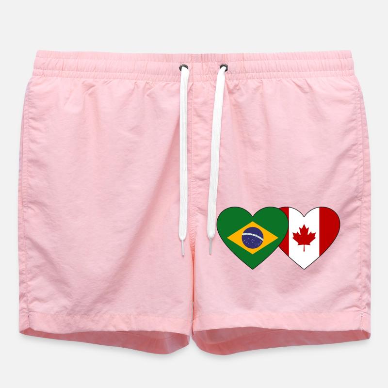 Brésil Canada Drapeau Coeur - Short de bain - rose