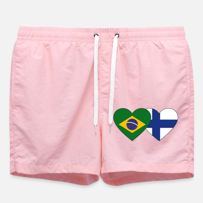 Brésil Finlande Flag Heart - Short de bain - rose
