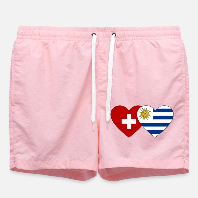 Suisse Uruguay Drapeau Coeur - Short de bain - rose