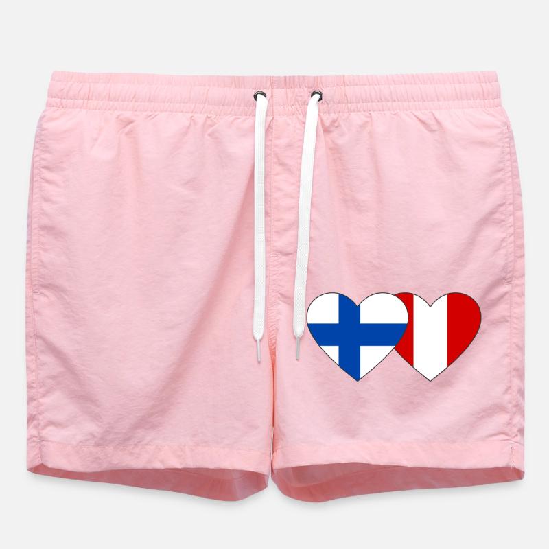 Finlande Pérou Drapeau du Cœur - Short de bain - rose