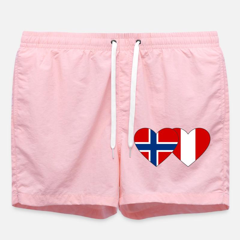 Norway Peru Heart Flag - Swim Trunks - pink