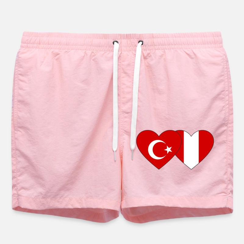 Turquie Pérou Drapeau du Cœur - Short de bain - rose